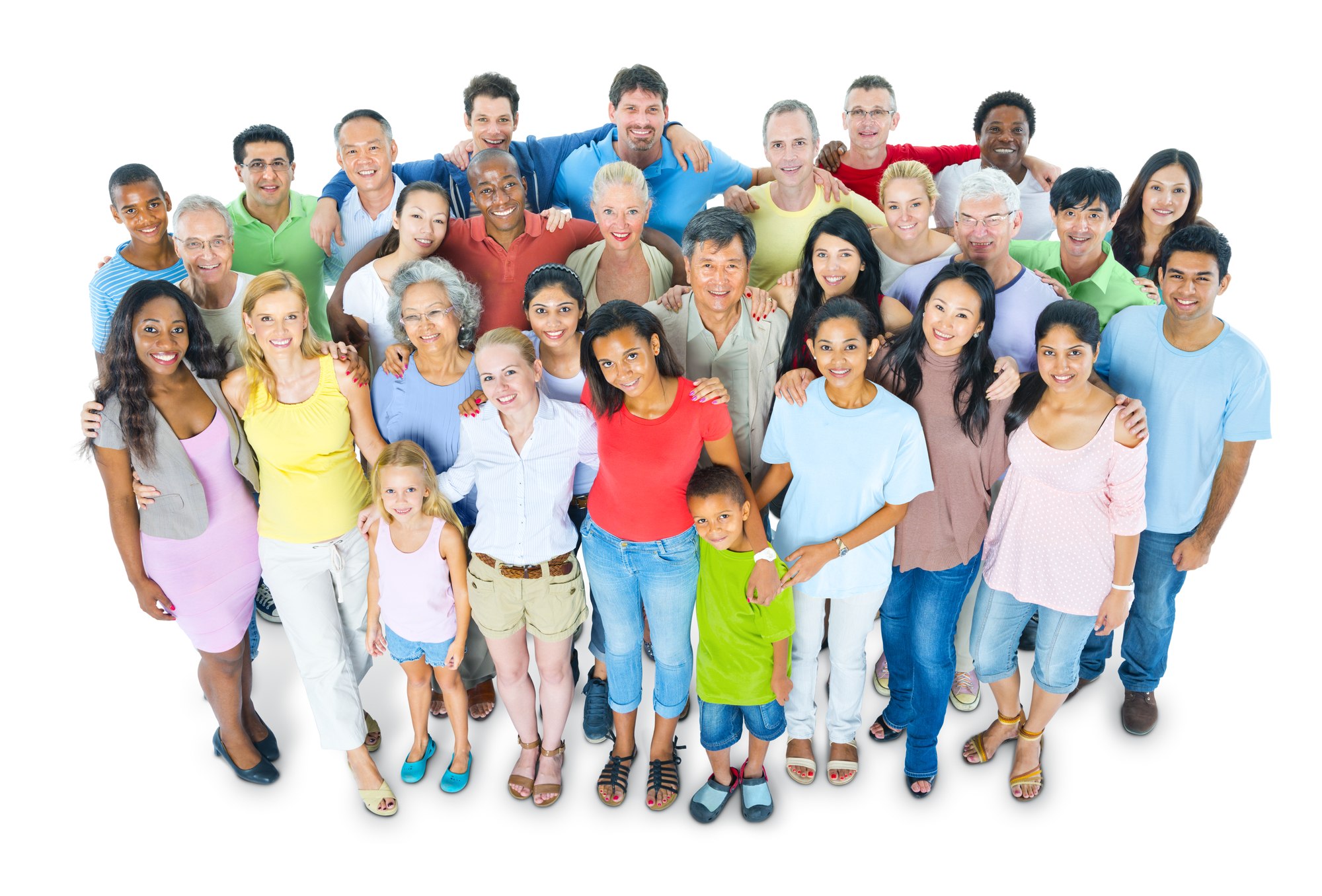 happy-group-all-ages Group of men women and children