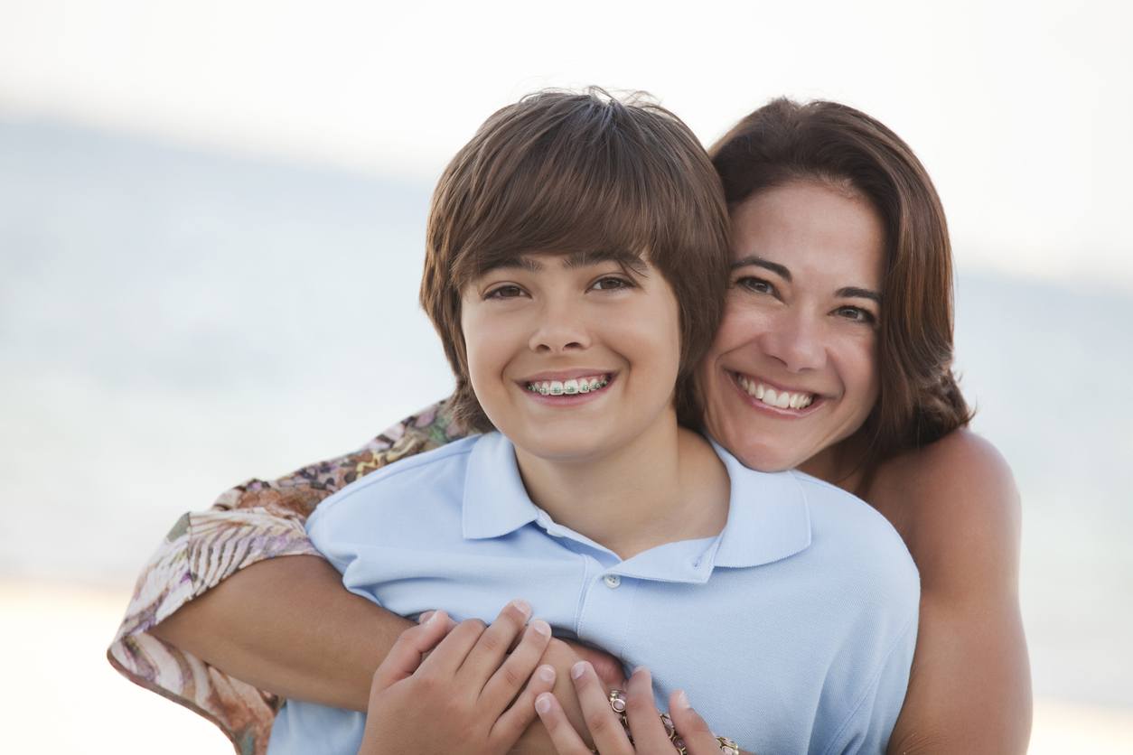 Mother and son happy together.