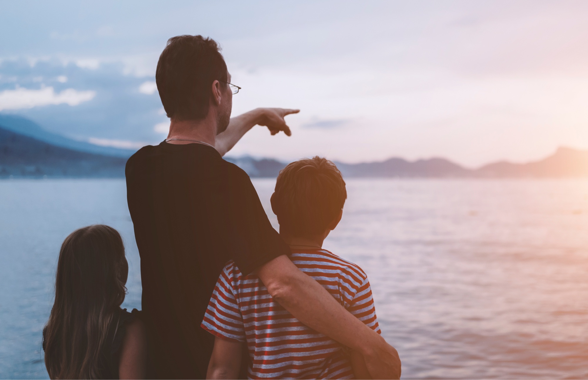 Father teaching his children danger prevention.